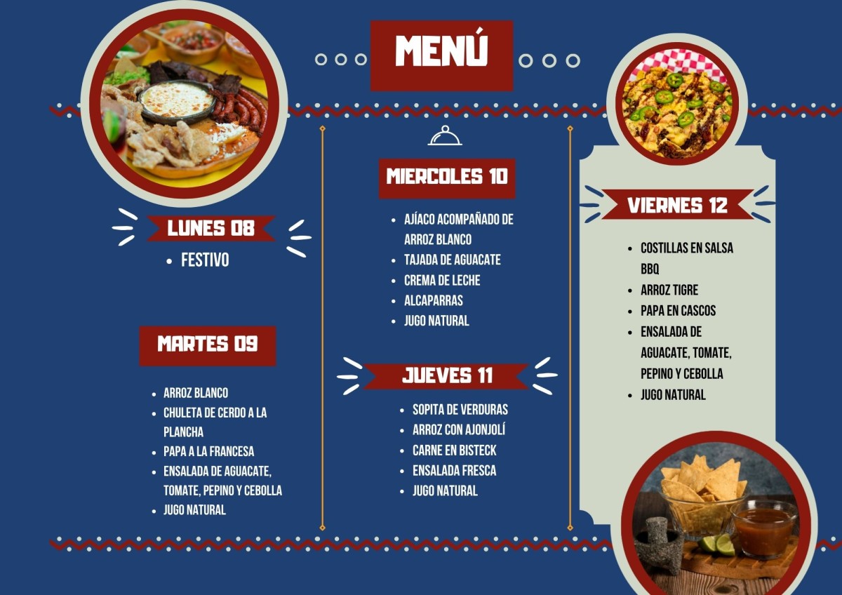 Menu Horizontal Restaurante Mexicano Colorido Negro y Rosa (3)