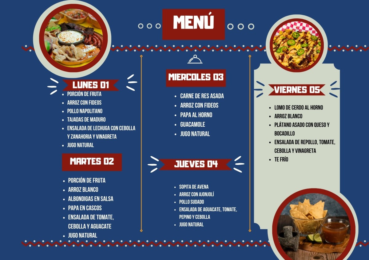Menu Horizontal Restaurante Mexicano Colorido Negro y Rosa (4)
